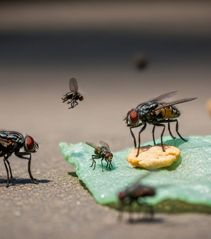 Common fly signs like clusters and larvae sightings