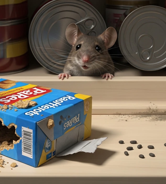 Common rodent signs like droppings and gnaw marks