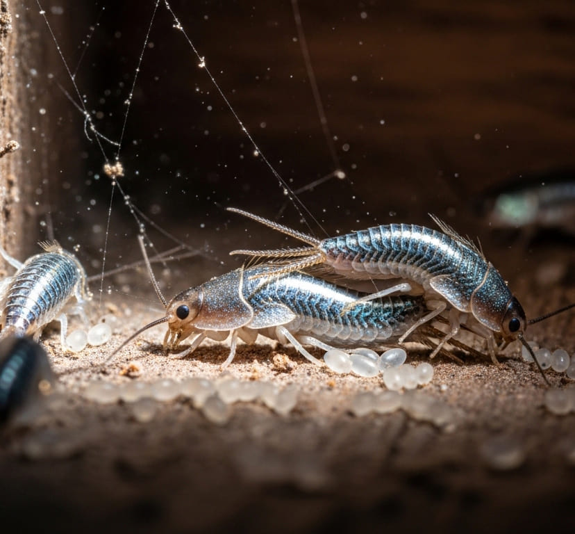 Common silverfish signs like feeding marks and yellow stains