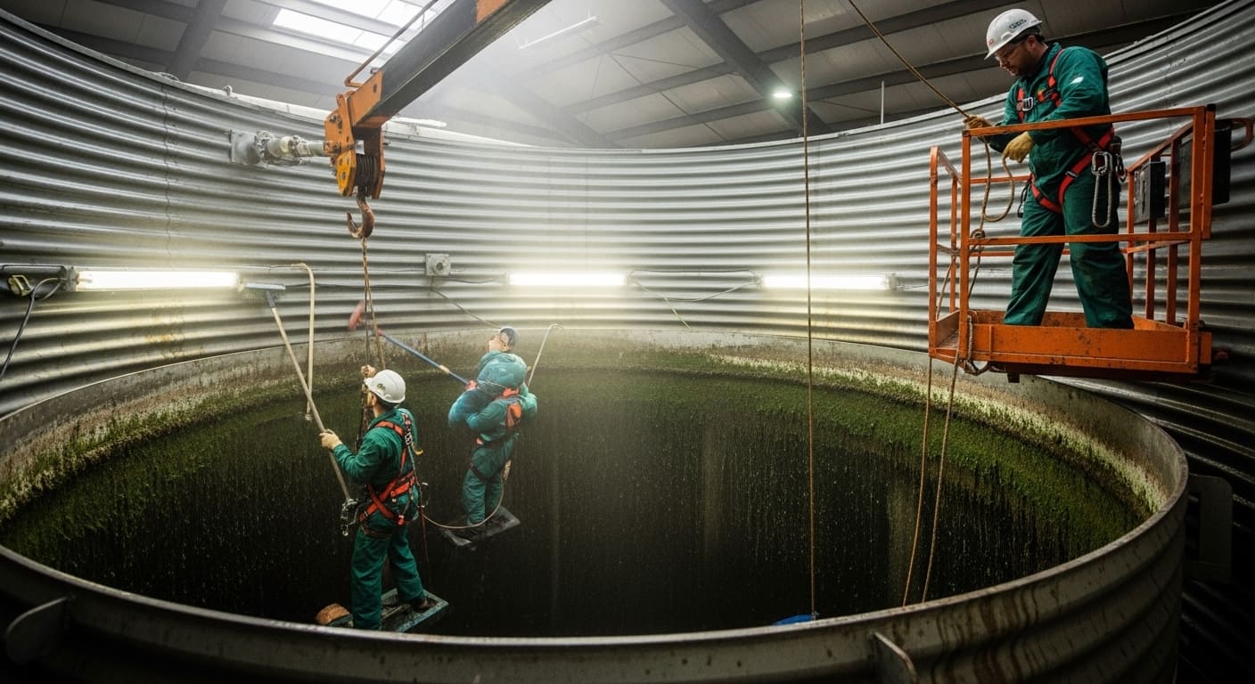 Successful cleaning and sterilization of a residential water tank